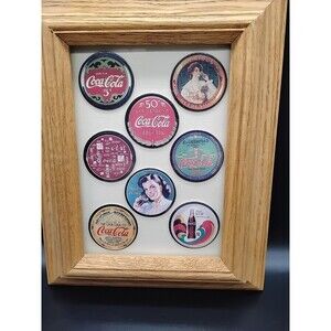 POGS Set of 8 Coca Cola Collection Caps Coke Cap Unplayed 8X10 Framed Complete